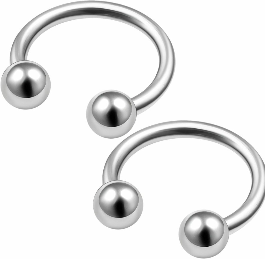 MATIGA Matiga 2Pcs Surgical Steel 20 Gauge Horseshoe Barbell Earring Piercing Jewelry Cartilage Lip Tragus Nose Helix 3Mm Ball More Choices | Body Piercing Rings