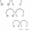 Ruifan Ruifan 8Pcs 16G Surgical Steel Nose Septum Horseshoe Hoop Earring Eyebrow Tragus Lip Piercing Ring Balls & Spikes 6-12Mm | Body Piercing Rings