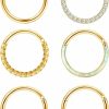 Jstyle Jstyle 6Pcs Septum Rings 16G 18G Surgical Steel Nose Rings Hoop For Women Cartilage Hoop Earring Clicker Septum Jewelry Cz Opal Hinged Nose Ring Lip Helix Daith Rook Tragus Nose Piercing Jewelry | Body Piercing Rings