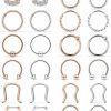 SCERRING Scerring 16G Stainless Steel Clear Cz Septum Hoop Nose Ring Horseshoe Rings Cartilage Daith Tragus Clicker Retainer Body Piercing Jewelry 24Pcs | Body Piercing Rings