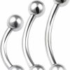 bodyjewellery Bodyjewellery 3Pcs 18G 1Mm Small Gauge Curved Barbell Banana Surgical Steel Rook Conch Labret Helix Lip Ring Tragus Eyebrow Cartilage Ball | Body Piercing Rings