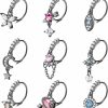 JOERICA Joerica 9 Pcs 20G Dangle Nose Rings Hoops For Women Butterfly Heart Arrow Evil Eye Moon Star Cz Dangle Nose Rings Cartilage Earring Dangling Nose Piercing Jewelry | Body Piercing Rings