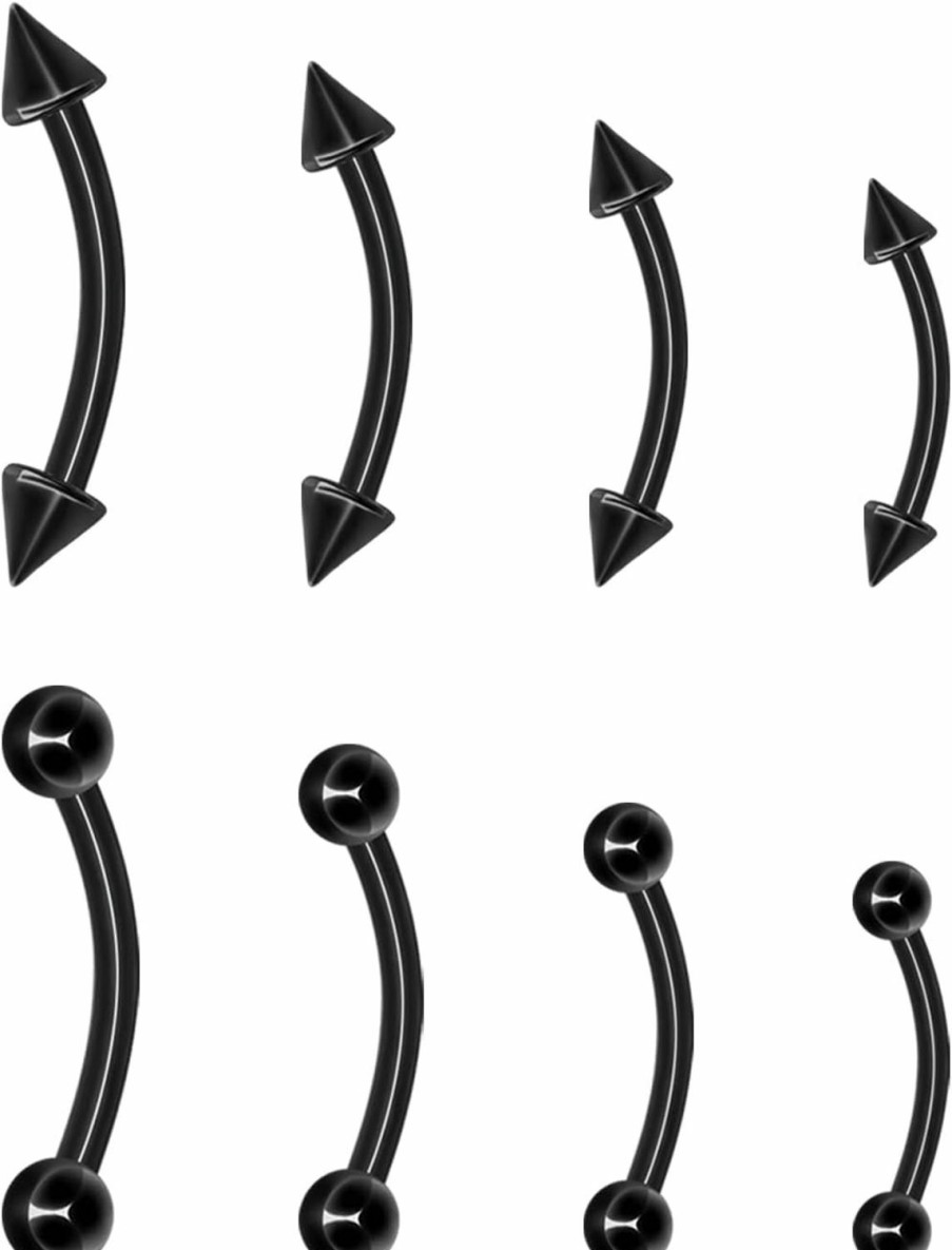 BLISI Blisi 8Pcs Body Piercing Jewelry Lot 16G Titanium Nose Septum Lip Cartilage Tragus Eyebrow Industrial Barbell Horseshose Piercing Kit Jewelry 6Mm/8Mm/10Mm/12Mm | Body Piercing Rings