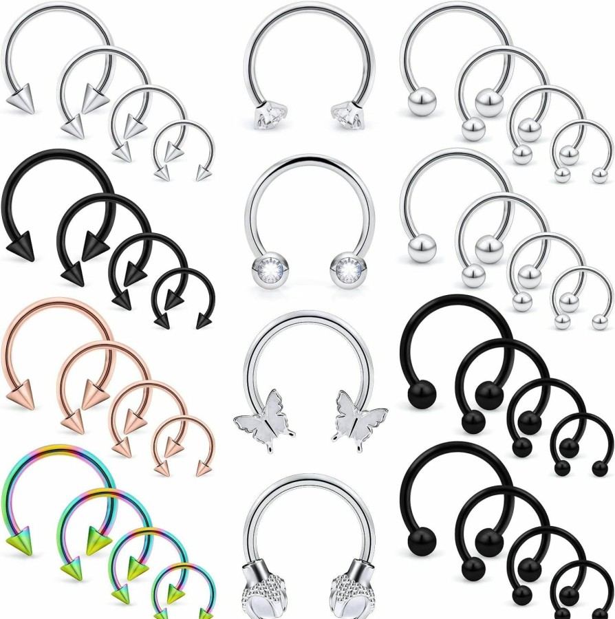 Yaalozei Yaalozei 16G Septum Rings Jewelry Butterfly Dragon Septum Nose Rings Surgical Steel Hypoallergenic Hoop Earrings Cartilage Helix Tragus Earring Hoop Piercing Jewelry For Men Women 8Mm 10Mm 12Mm 14Mm | Body Piercing Rings