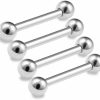 bodyjewellery 4Pcs 14G Barbell Earring Cartilage Triple Forward Helix Stud Anti Tragus Lobe Rook Jewelry Surgical Steel 4Mm Ball Pick Size | Body Piercing Rings