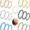 LOLIAS Lolias 18G Nose Rings Hoops 316L Surgical Steel Hinged Nose Rings Clicker Septum Jewelry Silver,Gold,Black,Blue,Color,Rose Gold Tragus Helix Conch Cartilage Hoop Earring 7/8/9Mm | Body Piercing Rings