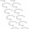 SCERRING Scerring 22 Gauge Stainless Steel Flat Top Fake Faux Nose Hoop Ring Rings Piercing Body Jewelry Set Uni 6-10Mm 12Pcs | Body Piercing Rings