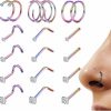 LOYALLOOK Loyallook 18Pcs Nose Rings Studs - 316L Surgical Steel Gold Nose Studs Double Hoop Nose Ring For Women Men 18G/20G Nose Rings Stud Hypoallergenic Nose/Body Piercing Jewelry 1.5Mm 2Mm 2.5Mm 3Mm Clear Cz | Body Piercing Rings