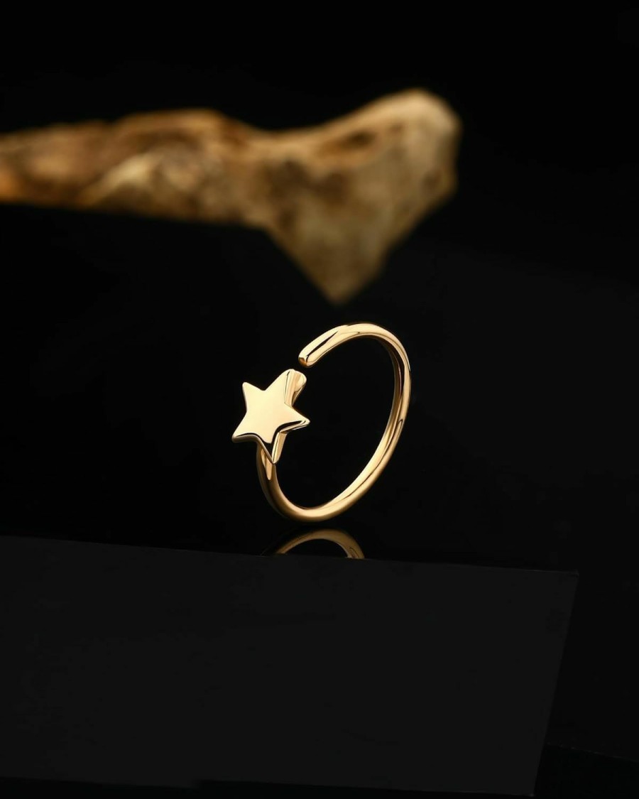 Jewseen Jewseen 14K Gold Nose Rings Hoop 18G Cartilage Hoop Gold Rook Piercing Jewelry Star Helix Tragus Earring For Women | Body Piercing Rings