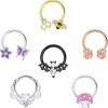 Drperfect Drperfect 6Pcs Septum Jewelry 316L Stainless Steel Septum Ring Horseshoe Daith Earring Hoop 16G Nose Ring Hoop Cute Butterfly Bee Cartilage Tragus Rook Helix Septum Piercing Jewelry For Women | Body Piercing Rings