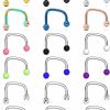 Lcolyoli Lcolyoli 16G Surgical Steel Lip Hoop Rings C-Shaped Barbell Monroe Labret Medusa Piercing Jewelry For Women Men 18 Pieces | Body Piercing Rings