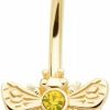 Pierced Owl Pierced Owl 14Ga Gold Tone 316L Stainless Steel Bee With Topaz Cz Crystals Belly Button Ring | Body Piercing Rings