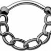 WildKlass Jewelry Wildklass Jewelry Chain Round Septum Clicker Hematite Over 316L Surgical Steel | Body Piercing Rings