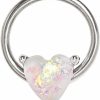 Pierced Owl Pierced Owl - 16Ga Stainless Steel Heart Shaped Synthetic Opal Snap-In Captive Bead Ring | Body Piercing Rings