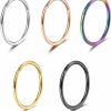 Lantine 5 Pcs 20G 18G 16G Nose Rings Hoop Set 316L Surgical Steel Earrings Tragus Septum Piercing Cartilage Hoop For Women Men | Body Piercing Rings