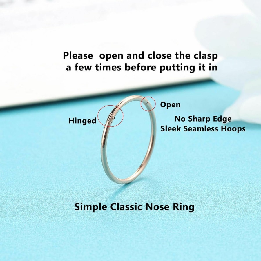 Lantine 5 Pcs 20G 18G 16G Nose Rings Hoop Set 316L Surgical Steel Earrings Tragus Septum Piercing Cartilage Hoop For Women Men | Body Piercing Rings