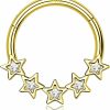 Melighting Melighting 14K Solid Gold Septum Rings 16G Gold Star Septum Jewelry Clear Cz Gold Daith Piercing Jewelry For Women Helix Earrings Gold Tragus Piercing Jewelry | Body Piercing Rings