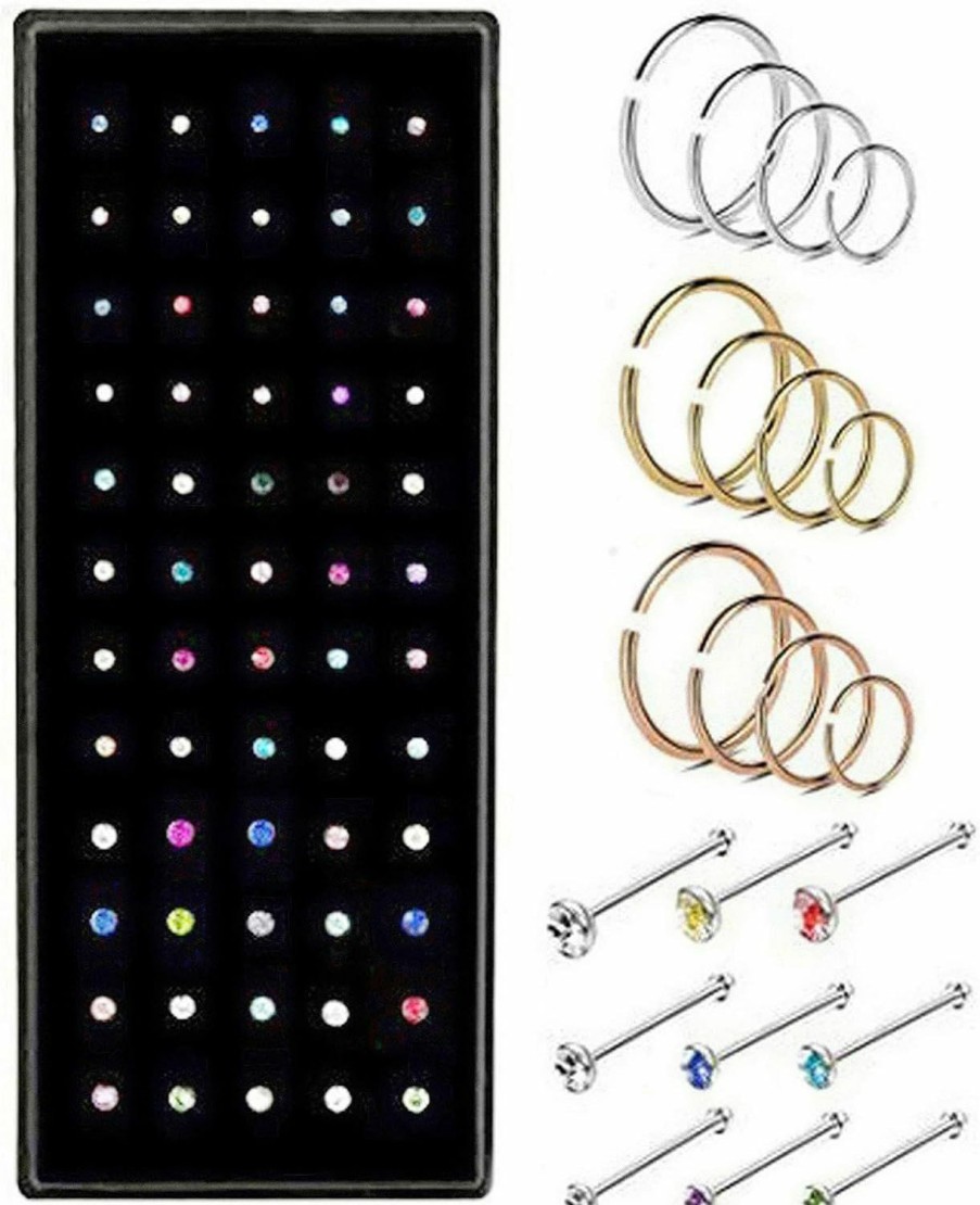 YOVORO Yovoro 22G 72Pcs 316L Stainless Steel Nose Studs Rings Cartilage Hoop Ear Piercing Body Jewelry 1.5Mm 2Mm 2.5Mm | Body Piercing Rings