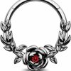 Jewseen Jewseen Halloween Cartilage Hoop Rose Hinged Segment Rings Gothic Septum Rings 16G Daith Piercing Jewelry Helix Tragus Piercing Jewelry For Women Men | Body Piercing Rings