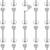 Vsnnsns Vsnnsns 20G 18G 16G Push In Lip Rings Stainless Surgical Steel Labret Jewelry Monroe Lip Rings Nail Cartilage Tragus Helix Earrings Studs Nose Ring Medusa Piercing Jewelry For Women Men Cz 20Pcs | Body Piercing Rings