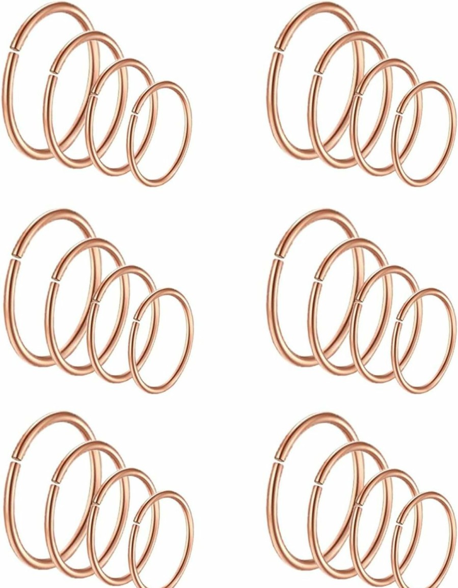 Masedy Masedy 24Pcs 20G 316L Stainless Steel Nose Rings Hoop Tragus Cartilage Helix Piercing Lip Septum Ring 6-12Mm Bendable | Body Piercing Rings