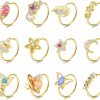 Dochais Dochais 12Pcs Nose Rings Hoops Gold Nose Ring For Women 20G Dangle Nose Ring Butterfly Wing Cz Opal Cartilage Earrings Nose Piercing Jewelry | Body Piercing Rings