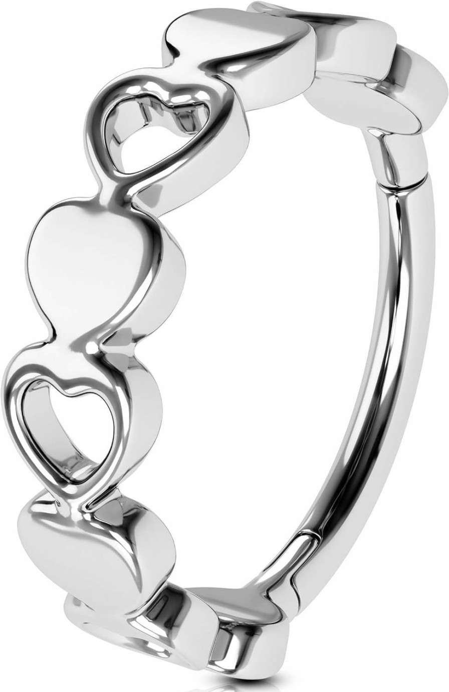 OUFER Oufer 16G Helix Earring Hoops, 316L Stainless Steel Helix Piercing Jewelry, Heart-Shaped Design Cartilage Earrings, Conch Daith Lobe Piercing Jewelry For Women And Men | Body Piercing Rings