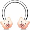 Melighting Melighting Cute Septum Ring 16G Surgical Steel 316L Pig Septum Clicker Pink Septum Jewelry Daith Piercing Jewelry Helix Earring For Women And Men | Body Piercing Rings