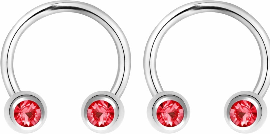 Forbidden Body Jewelry Forbidden Body Jewelry 14G 12Mm Surgical Steel Front Facing Cz Crystal Nipple Piercing Horseshoe Rings, Sold In Pairs | Body Piercing Rings