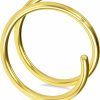 Melighting Meiighting 14K Solid Gold Double Nose Rings Hoop For Single Piercing 20G Twist Nose Ring Double Hoop For Women Nose Piercing Jewelry For Men Nose Hoops | Body Piercing Rings