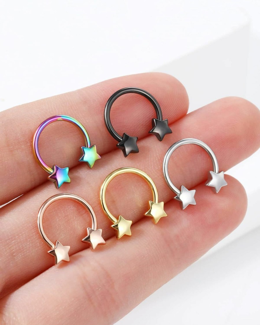 Jewseen Jewseen 16G Septum Ring Star Septum Jewelry Cartilage Earring Hoop Helix Piercing Jewelry Surgical Steel Tragus Earrings Daith Earrings Nose Ring Hoop For Women And Men | Body Piercing Rings