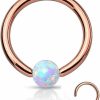 Amelia Fashion Amelia Fashion 16 Gauge Rose Gold Captive Bead Ring Round Synthetic Opal 316L Surgical Steel | Body Piercing Rings