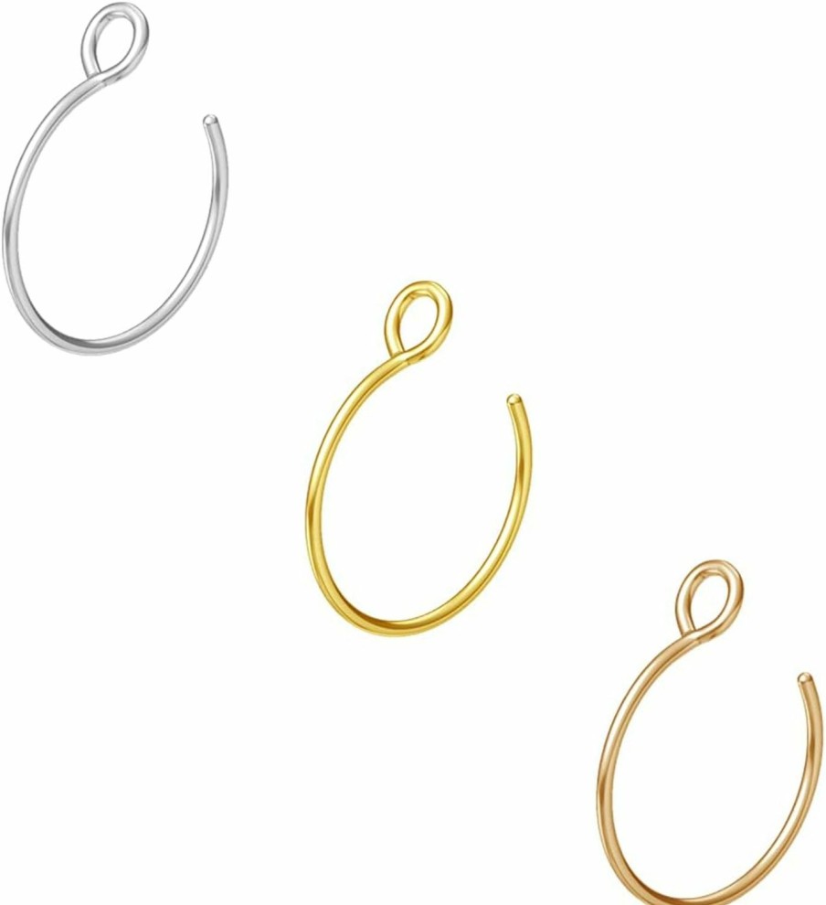 NZDLM Nzdlm Fake Nose Ring Hoop Nose Rings Set Nose Piercing Lip Nose Rings Jewelry For Women Men Girl Gold,Rose Gold,Silver | Body Piercing Rings