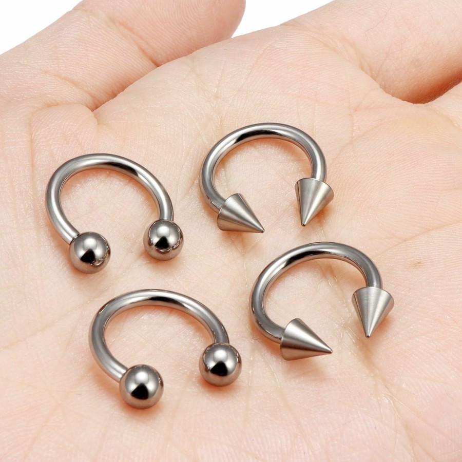 Uqnwbdq Uqnwbdq 16G 14G 12G G23 Titanium Septum Rings Implant Grade Septum Piercings Horseshoes Lip Eyebrow Nose Ring Medical Cartilage Tragus Helix Rook Hoop Earring Piercing Jewelry For Women Men 8Mm 10Mm | Body Piercing Rings