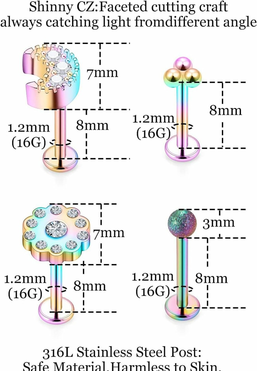 Pnsgisr Pnsgisr Cartilage Earring Tragus Piercing Jewelry Helix Piercing Jewelry Conch Piercing Jewelry Lip Rings Medusa Piercing Jewelry Cartilage Earrings For Women Piercing Jewelry Helix Earrings Piercing | Body Piercing Rings