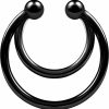 BanaVega Stainless Steel Fake Septum Hoop Bar Cartilage Ring 16 Gauge 5/16 8Mm Earrings Nose Non Piercing Jewelry See More Colors | Body Piercing Rings