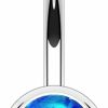 FIFTH CUE Fifth Cue Synthetic Opal Set Double Jeweled 316L Surgical Steel Navel Belly Button Ring | Body Piercing Rings