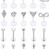 SCERRING Scerring 16G Lip Rings Stainless Steel Labret Monroe Lip Rings Nail Tragus Helix Earrings Studs Ring Medusa Piercing Jewelry 8Mm 20Pcs | Body Piercing Rings