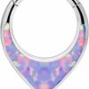 CHARMONLINE Charmonline 16G Teardrop Septum Ring Real Opal Nose Ring G23 Titanium Hinged Segment Ring Daith Piercing Jewelry Conch Helix Earring Cartilage Earring For Women | Body Piercing Rings