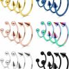 Ftovosyo Ftovosyo 24Pcs Septum Jewelry 16G Surgical Steel Cartilage Earring Horseshoe Helix Tragus Daith Hoop Nose Lip Rings Piercing Jewelry For Women Men Dia. 6Mm 8Mm 10Mm 12Mm | Body Piercing Rings