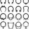 Fansilver Fansilver 16Pcs 16G Septum Rings For Women Men Silver Black Gold Septum Jewelry Horseshoe Clicker Dangle Nose Rings Hoops Surgical Steel Helix Cartilage Hoop Earrings Tragus Daith Septum Nose Piercing Jewelry 8Mm | Body Piercing Rings