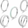 YADOCA Yadoca 5Pcs 18G 16G Surgical Steel Nose Rings Hoops For Women Men Clicker Septum Hinged Segment Lip Nose Rings Helix Cartilage Conch Rook Earrings Cz Opal Body Piercing Jewelry 8Mm 10Mm | Body Piercing Rings