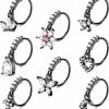 JOERICA Joerica 8 Pcs 20G Dangle Nose Rings Hoops For Women Butterfly Heart Moon Flower Cross Cz Dangle Nose Rings Cartilage Earring Dangling Nose Piercing Jewelry | Body Piercing Rings