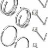 OUFER Oufer Nose Rings Studs, 20G Double Hoop Nose Ring, G23 Solid Titanium Nose Piercing Jewelry, Nose Studs For Women And Men | Body Piercing Rings