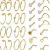 AllerPierce Allerpierce 20G Nose Rings Set 30-40Pcs Bone Screw L Shaped Nose Studs Hypoallergenic Tragus Cartilage Nose Ring Hoop Stainless Steel Nose Piercing Jewelry For Women Men | Body Piercing Rings