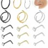 Vegolita Vegolita 18Pcs Surgical Steel 20G Nose Ring For Women Men Clicker Hinged Nose Hoops Cz Nose Stud Double Hoop Nose Ring Nose Piercing Jewelry 8Mm 9Mm 10Mm | Body Piercing Rings