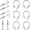 PunkTracker Punktracker 16G Long Spike Septum Rings Surgical Steel Nose Rings Nose Piercings Nipple Rings Lip Rings Helix Tragus Daith Rook Conch Piercing Jewelry For Women Men | Body Piercing Rings