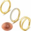 Sfloemm 3Pcs Gold Plated Nose Rings Hoops For Women:20G 18G Hypoallergenic 316L Surgical Steel Earrings Septum Clicker Ring Hinged Segment Ring Body Piercing Nose Hoop Lip Rings Nose Helix Cartilage Rook Piercing Jewelry Diameter 7Mm/8Mm/9Mm | Body Piercing Rings