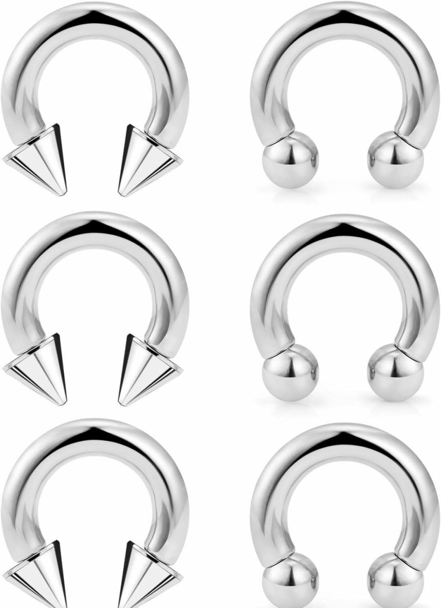 Uqnwbdq Uqnwbdq 6G 8G Large Septum Rings Horseshoes Captive Bead Ring 316L Surgical Steel Cbr Pa Rings Pierced Body Jewelry For Women Men Inner Diameter 12Mm 16Mm | Body Piercing Rings