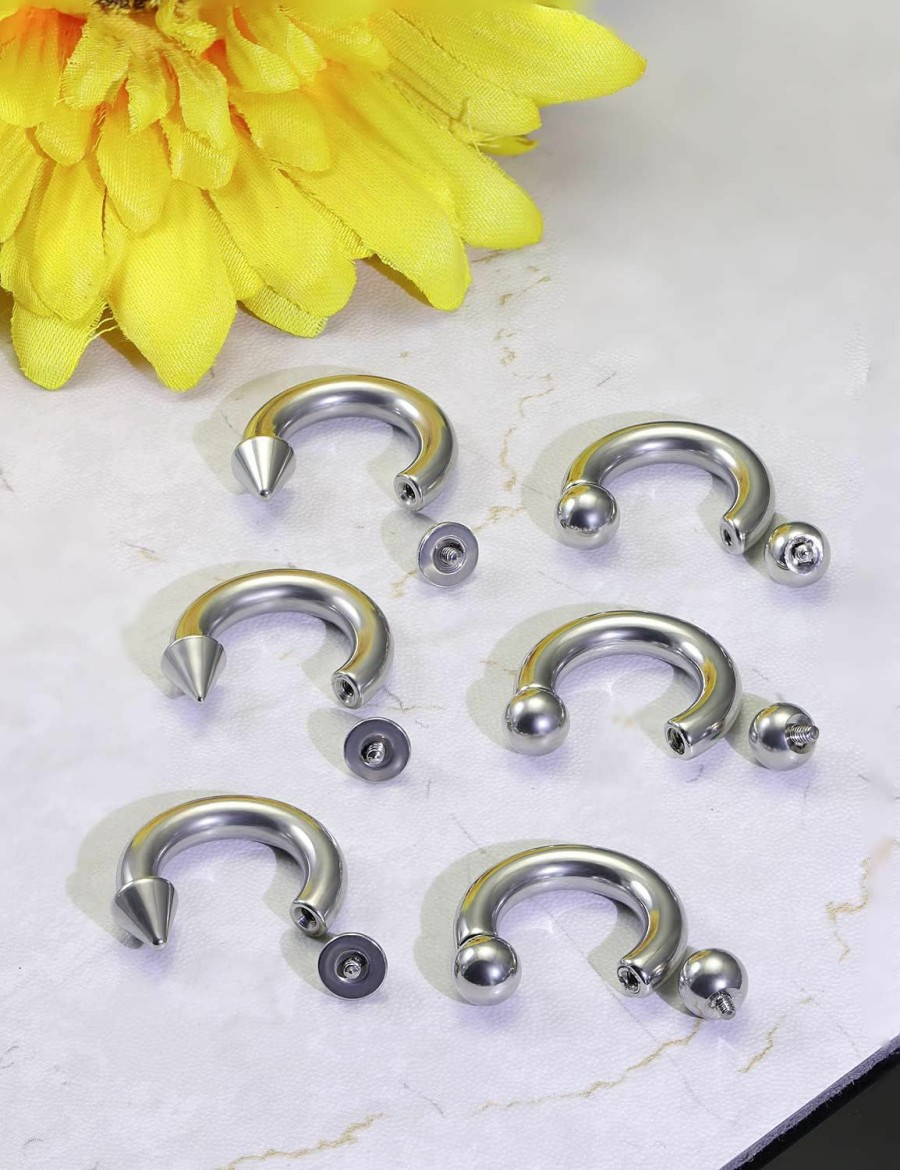 Uqnwbdq Uqnwbdq 6G 8G Large Septum Rings Horseshoes Captive Bead Ring 316L Surgical Steel Cbr Pa Rings Pierced Body Jewelry For Women Men Inner Diameter 12Mm 16Mm | Body Piercing Rings